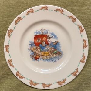 Vintage 1959-1975 Royal Doulton “Bunnykins” plate with Bunny Rabbits on a Raft